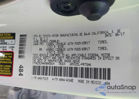 2017 Toyota Tacoma Trd Sport z USA, uszkodzony, nr VIN 3TMAZ5CN4HM045014